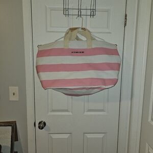 NWOT- Large Victoria Secret Tote Bag Pink/White Striped.